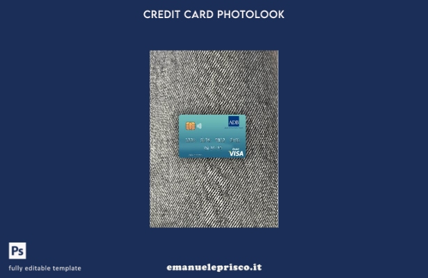 modello frontale photolook per carta di debito visto ADB Bank stile verificato d